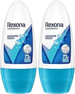 Rexona for Female Shower Fresh Underarm Roll On Deodorant + Antiperspirant With Glycerine, Removes Odour, Even Skin Tone,Keeps Skin Fresh & Clean, Alcohol Free, 50 Ml (Pack Of 2)