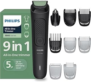 Philips India's No.1 Men's Trimmer | Single stroke beard trimming | 9-in-1 All in One Grooming Kit- Face, Hair & Body| Ear/Nose Trimmer attachment | Intimate Comb | 5yrs* warranty | MG3927