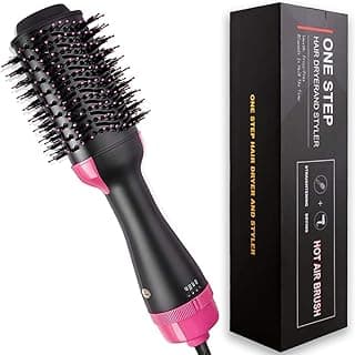AMBEVILLAHair Dryer Brush Professional 4 In 1 One Step Volumizer Hair Dryer For Blow Drying Hot Air Brush One Step Styler Straightener In One For Girls & Women Now With Improved Motor, Less Frizz, More Shine And Less Heat Damage For Salon-Style Blowouts 1000 WATTS BLACK