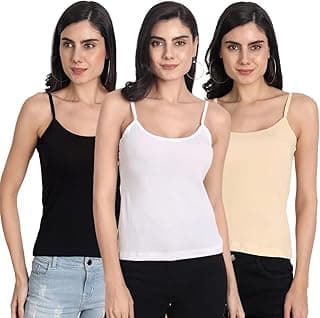 AimlyWomen's Cotton Regular Fit Camisole Slip Pack of 3