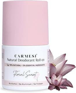 Carmesi Natural Underarm Roll On Deodorant for Women | 95% Natural | Prevents Body Odour | No Alcohol & Aluminium | Floral Sunset - Soft Floral Fragrance | 50 ml