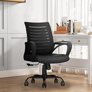 CELLBELL Desire C104 Mesh Mid Back Chair | Ergonomic Office, Study, Revolving, Computer Chair for Work from Home Heavy Duty Metal Base, Seat Height Adjustable (Black) Study Room