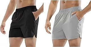 Sector zMen's Athletic Running Shorts, Quick-Dry, Two-Tone Black and Grey, with Side Pockets
