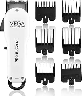 VEGA PROFESSIONAL Men Pro Buzzer Professional Hair Clipper, 240 Mins Runtime & Dlc Coated Japanese Stainless Steel Fade Blades, (Vpmhc-08), Battery Powered