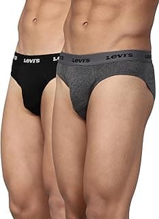Levi's009 Neo Brief for Men | 100% Pure Cotton | Solid Men's Underwear | Breathable | Branded Outer Elastic Anti-Roll Waistband | Extra Supportive Gusset | Dual Layer 3D Pouch | Tagless | Pack of 2