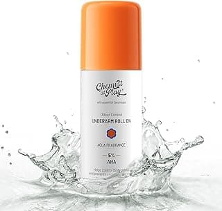 Chemist At Play UnderArm Roll On with 5% AHA, Lactic Acid & 1% Mandelic Acid|Prevents Body Odour, Fades Pigmentation & Kills Bacteria|0% Aluminium & 0% Alcohol |Woody Musk Fragrance| 40ml