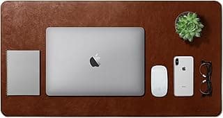 DailyObjects Large Premium Vegan Leather Desk Mat|Anti-Skid|Anti-Slip|85*45cm|Reversible Desk spread Turf Desk/Laptop Mat for Work from Home/Office/Gaming- Extended mouse pad and keyboard desk pad-Tan