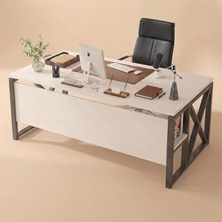 TEKAVO Burako Executive Workstation Table for Home & Office | Office Table for Office Work | 120 cm Long Table and 70 cm Depth with Bottom Storage Shelf - DIY