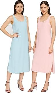 GarmendWomen's Hosiery Cotton Full Length Camisole Long Inner Wear Slip-Kurti Petticoat Nighty Pack of 2 Pc