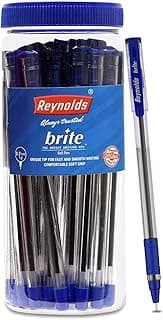 Reynolds BRITE Ball Pen SET - 25 BLUE PENS WITH COMFORTABLE GRIP | BALL PENS FOR WRITING | PEN FOR STUDENTS & OFFICE STATIONERY | 0.7 mm TIP SIZE