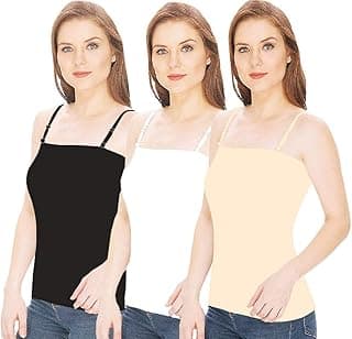 VEERAA CLOTHINGVEERAA Clothing Women's Cotton Camisole Slip Adjustable Strap Combo Pack