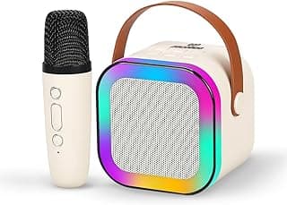 Wembley Rechargeable Karaoke Mic with Speaker for Singing | Wireless Mini Portable Bluetooth Speaker with Microphone & LED Lights | Cute Birthday Gift for Kids Musical Toys for Boys, Girls and Adults