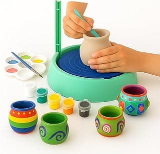 Toy Imagine Kids Pottery Wheel Kit – DIY Battery Operated Pottery Making & Painting Set with Modeling Clay, Sculpting Tools, Arts & Crafts Pot Maker for Boys & Girls Age 5+, Indoor Outdoor Activity, Return Gift