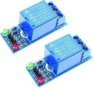 Techtay Electronics Single Channel Relay Module 5V (2 PCS Combo) | Compatible with ESP8266, ESP32, Microcontroller Boards | Opto-Isolated, High-Level Trigger Relay