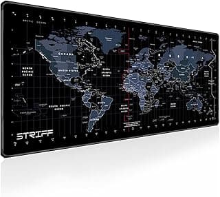 STRIFF World Map Extended Size (800 mm x 300 mm x 2 mm) Gaming Mouse Pad| Desk Mat | Stitched Edges| Non-Slip Rubber Base|Computer Laptop|Keyboard Mouse Pad for Office & Home (World Map)
