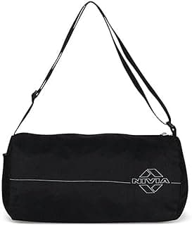 Nivia Basic Polyester Duffle Bag for Men & Women, Side Mesh Pocket, Workout & Training Bag, Suitable for Gym, Fitness, Sports & Travel with Adjustable Shoulder Strap (Black), Capacity-11L