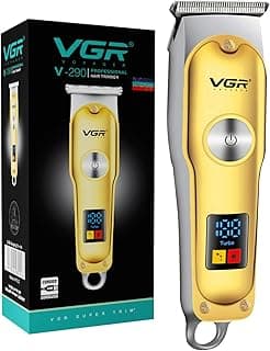 VGR V-290 Professional Hair Trimmer for Men | Precision T-Blade, Turbo Mode | 120 Min Runtime & LED Display | USB Type-C Charging with Corded & Cordless Use - Gold