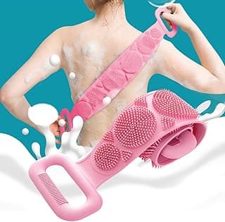 ANTIL'S Silicone Body Back Scrubber, Double-Sided Exfoliating Bath Brush | Deep Cleansing & Massage Belt for Shower & Dead Skin Removal (Medium) All Skin Type