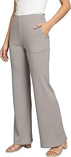 MehrangHigh Waisted Wide Leg Ribbed Knit Trousers with Pockets | Casual and Stretchy Pants | for Women