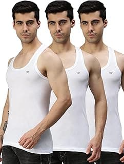 Lux CoziMen's White Round Neck Sleeveless Cotton Vest (Pack of 3)