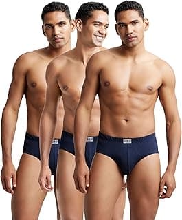 Jockey8035 Men's Super Combed Cotton Solid Poco Brief with Ultrasoft Concealed Waistband (Pack of 3)