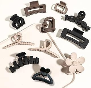 Cerrito Hair Claw Clips for Women Girls – 3 Large and 3 Small Strong Hold Clamps for Thick & Thin Hair, Matte Nonslip Jaw Clips, Neutral Clutures, Everyday Styling, Ponytail Holder, Multicolor