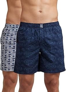 JockeyUS57 Men's Super Combed Mercerized Cotton Woven Printed Boxer Shorts with Side Pocket (Pack of 2_Prints May Vary)