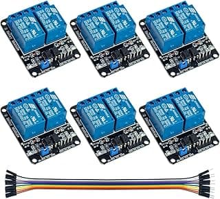 2 Channel Relay Module 5V Light Coupling Trigger 3.3V-5V Compatible with UNO Rduino MCU Boards High Current 10A Control for AC DC Devices Pack of 6 with LED Indicators