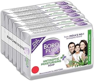 Boroplus Antiseptic And Moisturising Bathing Soap With Aloe Vera, Neem And Tulsi | 99.9% Germ And Virus Protection | For Smooth, Soft & Nourished Skin, 125G (Pack Of 6) Moisturizing; Antiseptic