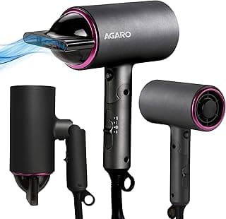AGARO HD-1214 Premium Hair Dryer with 1400 Watts Motor, 3 Temperature Settings & Cool Shot Button- Black