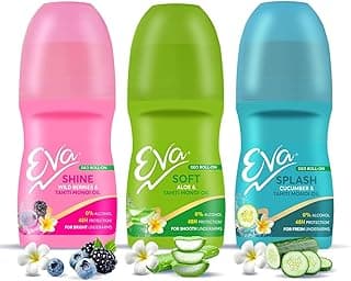 Eva Underarm Roll On Deodorant| No Alcohol No Aluminium| Chemical Free| For Fresh,Bright & Smooth Underarms(Wild Berries,Aloe & Cucumber)| For Women(25Ml Pack of 3)