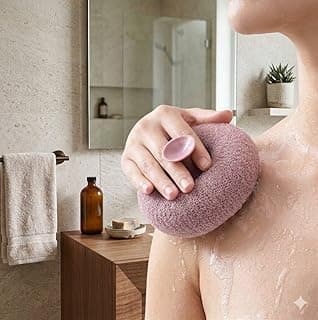 Super Soft Bath Loofah with Suction Cup, Round Mesh Shower Sponge Scrubber for Women & Men, Deep Cleansing Body Wash Exfoliator,Reusable Bathing Sponge for Smooth Scrubber for Body & Fresh Skin - Multicolor