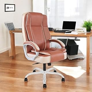 IAFA FURNITURE® Dune | Leatherette Executive Office Chair | Ultra-Soft Thick Cushion | High Back Boss Chair | Padded Armrests | Heavy Duty Metal Base | 2 Years Warranty (Beige) (DIY)