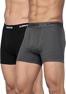 Levi's001 Classic Boxer Brief for Men | 100% Pure Cotton | Solid | Mid-Rise Men's Underwear | Anti-Roll Waistband | Durable Comfort with Extra Supportive Gusset | Functional Fly | Pack of 2