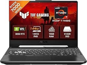 ASUS TUF A15 (2025), AMD Ryzen 7 7445HS,RTX 3050-4GB,75W TGP,16GB DDR5(Upgradeable Upto 64GB) 512GB SSD,FHD,15.6",144Hz,RGB Keyboard,Windows 11,Graphite Black,2.3 Kg FA506NCG-HN199W, Gaming Laptop