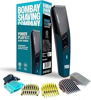 Bombay Shaving Company Power Play NXT Trimmer, 9 Weeks of trimming, 90 mins run time with Type C, 6 comb attachments, Self sharpening blades | Trimmer for Men