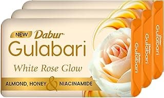 Gulabari White Rose Soap - 450g (150g x 3) | Moisturizing Bathing Soap for Soft, Glowing Skin for Skin & Body | Goodness of Almond Milk, Honey & Niacinamide