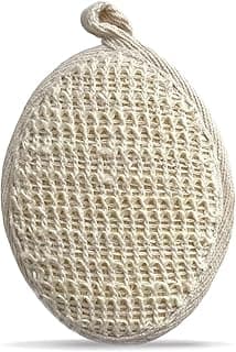 Rusabl Ramie Bath Loofah for Body Deep Cleansing and Scrubbing (Pack of 1, Oval) Reusable Exfoliating Scrub Sponge, Made of Natural Fibre, Scrubber for Unisex, Cleanses and Gently Exfoliates Skin