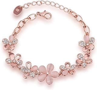 YouBella Jewellery Bracelets for Women Stylish Rose Gold Plated Crystal Bracelet Bangle Jewellery for Girls and Women
