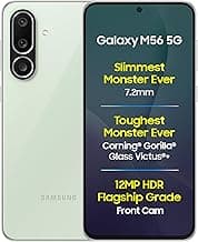 SamsungGalaxy M56 5G Mobile (Light Green,8GB RAM,128GB Storage)| Segment Slimmest | Gorilla Glass Victus+| 10 Bit HDR Video| 50MP Camera| AI | Vapour Cooling Chamber| Lag-free Gaming| Without Charger