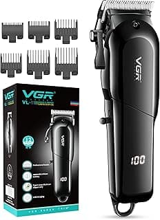 VGR VL-118 Limited Edition Professional Corded & Cordless Hair Clipper | LED Display | 6 Length Settings | 200 min Runtime | Ultra-Sharp Blades | 2000mAh Battery | Salon-Grade Grooming (Black)