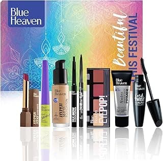 Blue Heaven Festive Makeup Kit Set for Women | Pack of 8 Makeup Products | Complete Makeup Kit Set | All-in-One Makeup Set for Bridal, Party, Everyday & Gifting | Medium Tone | 28.8 gm + 46ml