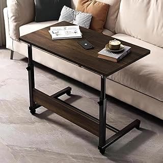 Torche Ironwood Multipurpose Height Adjustable Movable Table for Computer & Laptop Table with Wheels for Home & Office (Big-Exotic Teak)-Black Frame