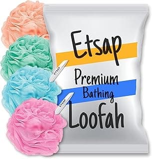 RIXTEC Premium Bathing Round Loofah for Men and Women (Pack of 4)(color may very)
