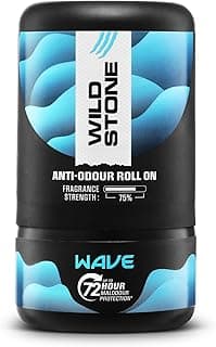 Wild Stone Wave Anti-Odour Roll On For Men, 50ml | Up to 72-Hour Odour Control | With Sea Minerals & Niacinamide | Skin Friendly & Itch Free Deodorant Roll On | Long-Lasting Freshness