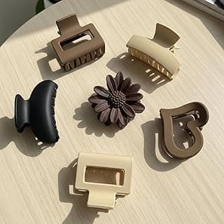 6 Pc Small Matte Hair Clips Mix Design for Girls & Women | Mini Matte Hair Claw Clip & Hair Clutcher Set | Multicolor
