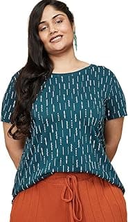 MaxPlus Size Women Cotton Printed Round Neck T-Shirt