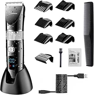 Hatteker Kingbox Professional Clipper Cordless Clippers Hair Trimmer Beard Shaver Electric Haircut Kit Ceramic Blade Waterproof Rechargeable Battery Led Display For Men And Family Use | Black