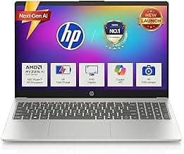HP OmniBook AMD Ryzen 5 New AI 330 Processor (24GB DDR5 Ram, 1TB SSD), Anti-Glare,15.6''/39.6cm FHD, Win11,Office24, Silver,1.7kg, FHD Camera with Shutter, Fingerprint Reador, Backlit KB fn0074AU