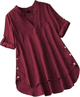 TADKEEWomen's Linen Blend Solid Regular Fit Tunic Top | Kurti for Women